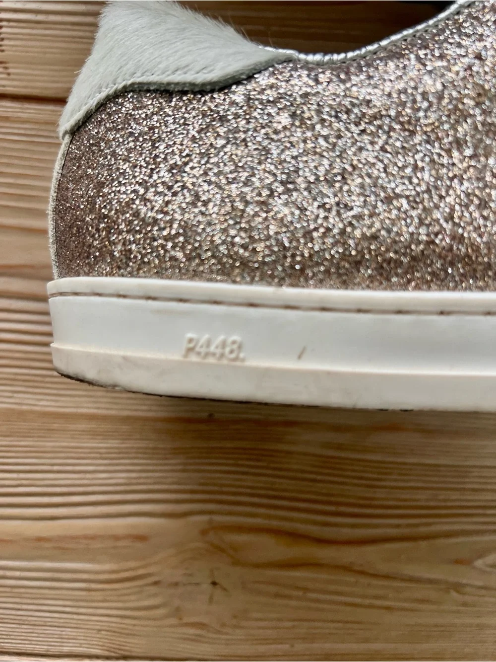 P448 John Gold Glitter Calf Hair Sneakers EU 39 US 8.5 Low Top Lace Up